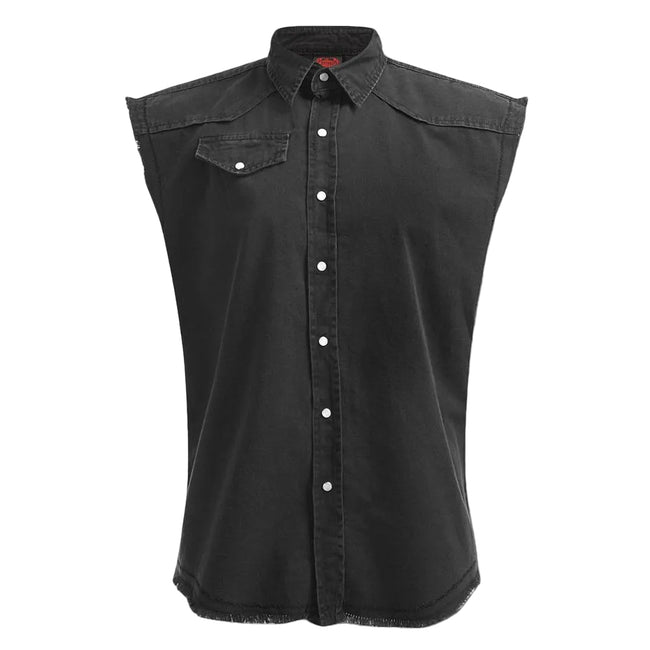 Black - Front - Spiral Direct Unisex Adult Double Death Stone Wash Sleeveless Shirt