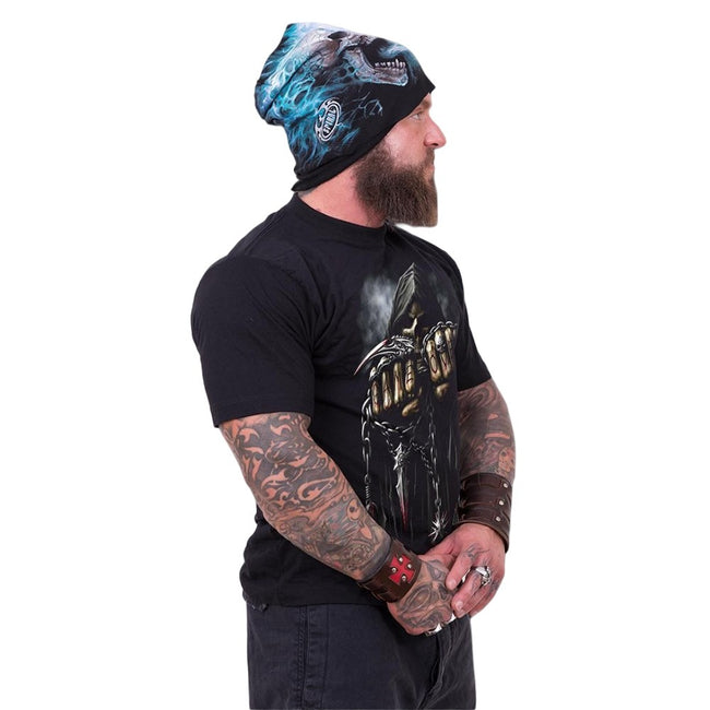 Black - Side - Spiral Direct Unisex Adult Flaming Spine Lightweight Beanie