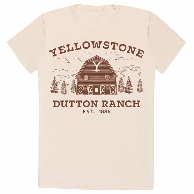 Natural - Front - Yellowstone Unisex Adult Dutton Ranch T-Shirt