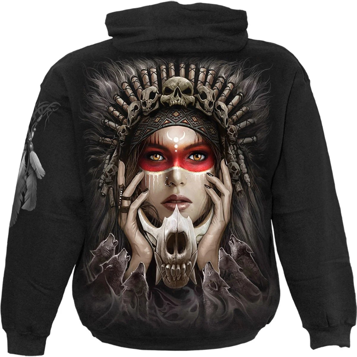 Black - Back - Spiral Direct Unisex Adult Cry Of The Wolf Hoodie