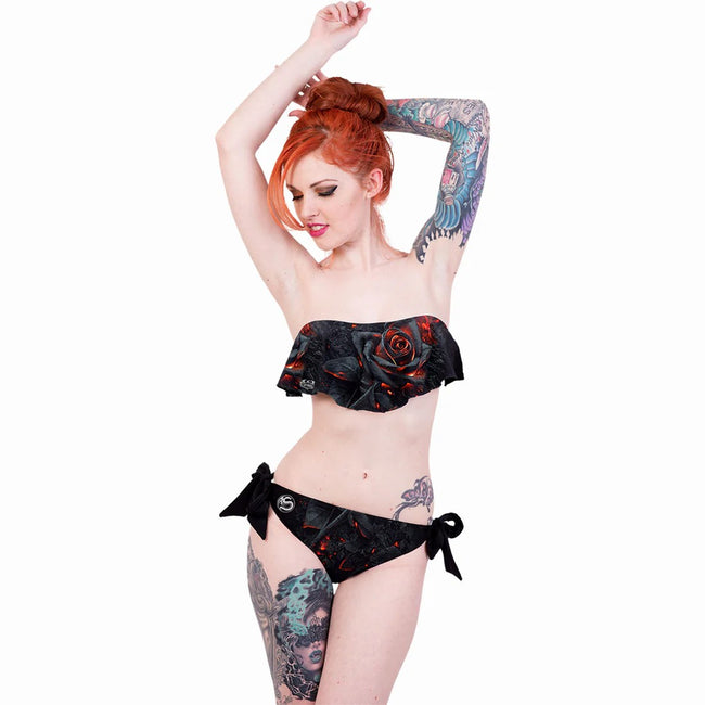 Black - Side - Spiral Direct Womens-Ladies Burnt Rose Two-Piece Swimsuit