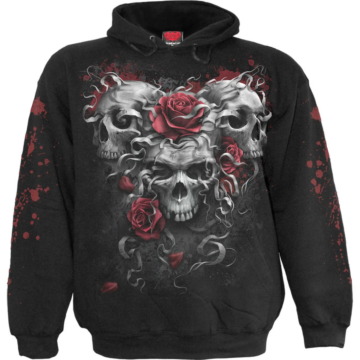 Black - Front - Spiral Direct Unisex Adult Skulls N´ Roses Hoodie