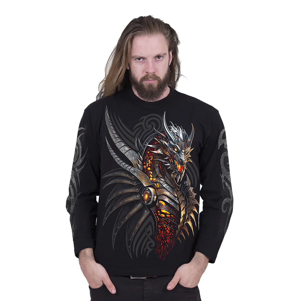 Black - Side - Spiral Direct Unisex Adult Razor Back Long-Sleeved T-Shirt