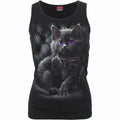 Black - Front - Spiral Direct Womens-Ladies Cattitude Razor Back Sleeveless T-Shirt