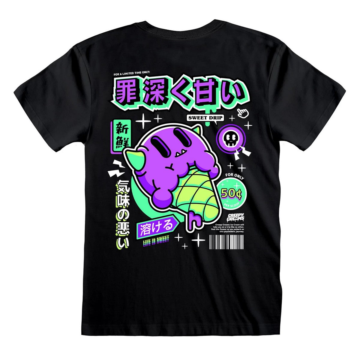 Black - Back - Creepy Creams Unisex Adult Tottori T-Shirt