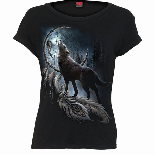 Black - Front - Spiral Direct Womens-Ladies From Darkness Capped Sleeved T-Shirt