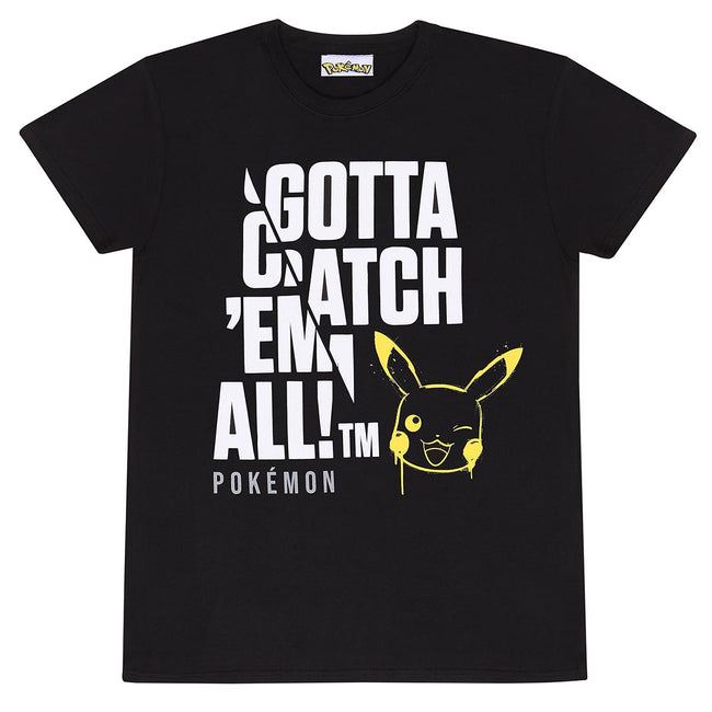 Black - Front - Pokemon Unisex Adult Jumbo Text T-Shirt