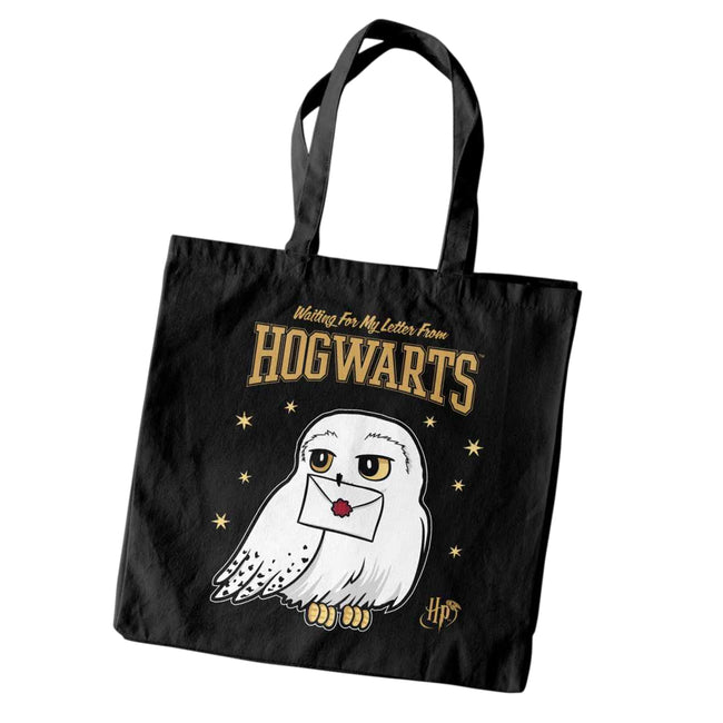 Black - Back - Harry Potter Hedwig Tote Bag
