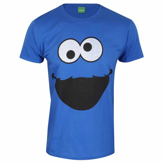 Royal Blue - Front - Sesame Street Unisex Adult Cookie Monster Face T-Shirt