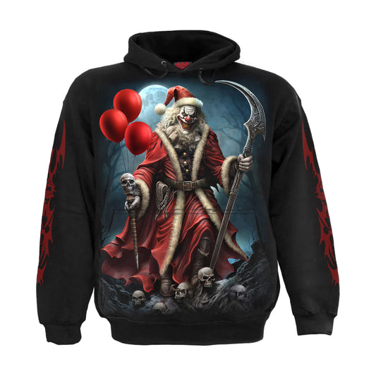 Black - Front - Spiral Direct Unisex Adult Santa Clown Hoodie