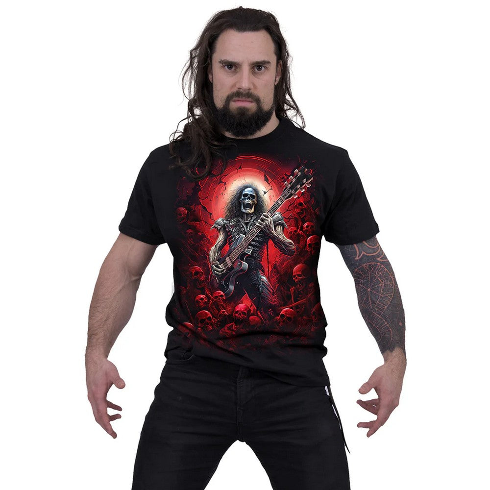 Black - Side - Spiral Direct Unisex Adult Tomb Of Rock T-Shirt