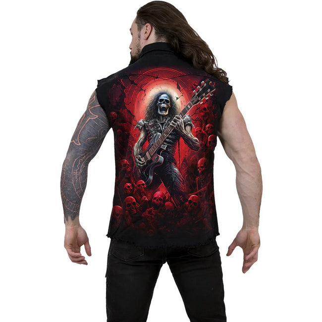 Black - Side - Spiral Direct Unisex Adult Tomb Of Rock Stone Wash Sleeveless Shirt