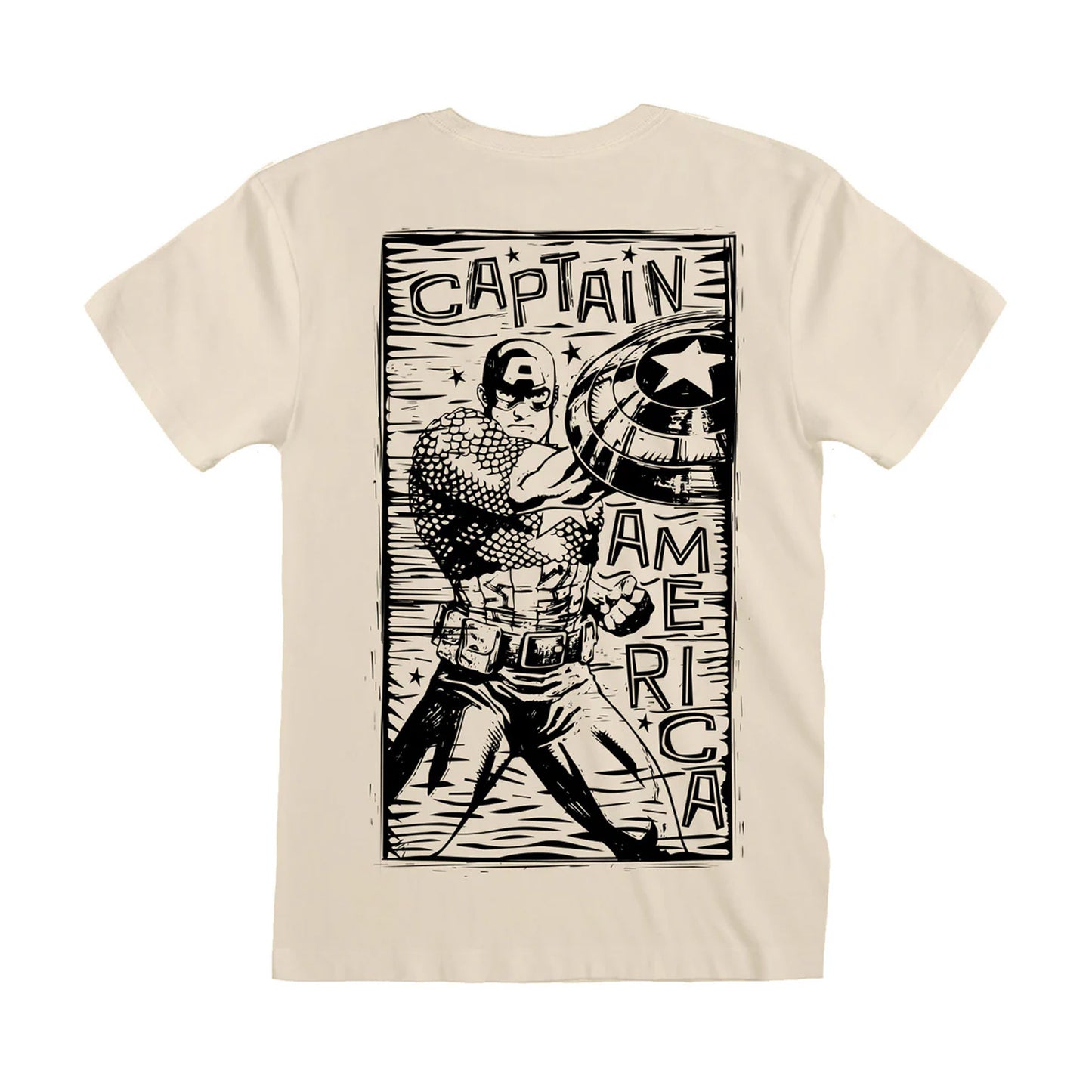 White - Back - Captain America Unisex Adult Linocut T-Shirt