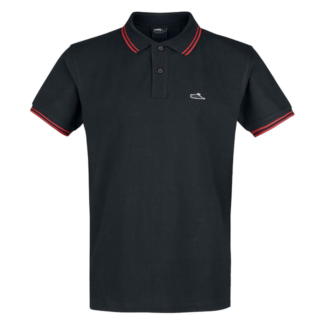 Black-Red - Front - Atticus Unisex Adult Classic Badge Tipped Polo Shirt