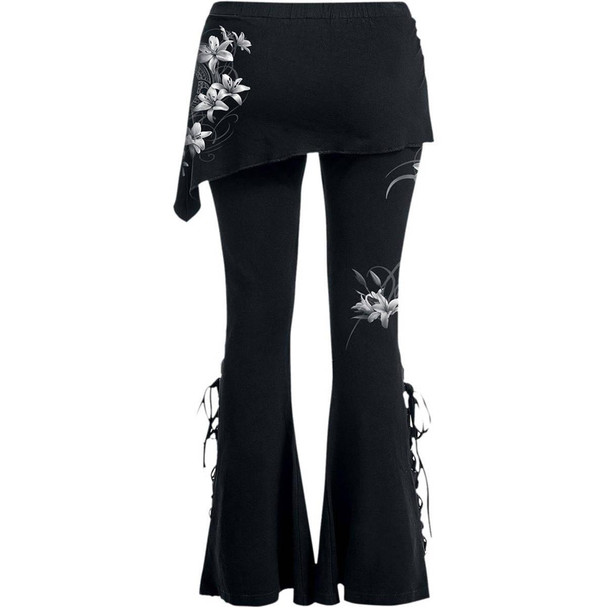 Black - Back - Spiral Direct Womens-Ladies Pure Of Heart 2 in 1 Bootcut Leggings