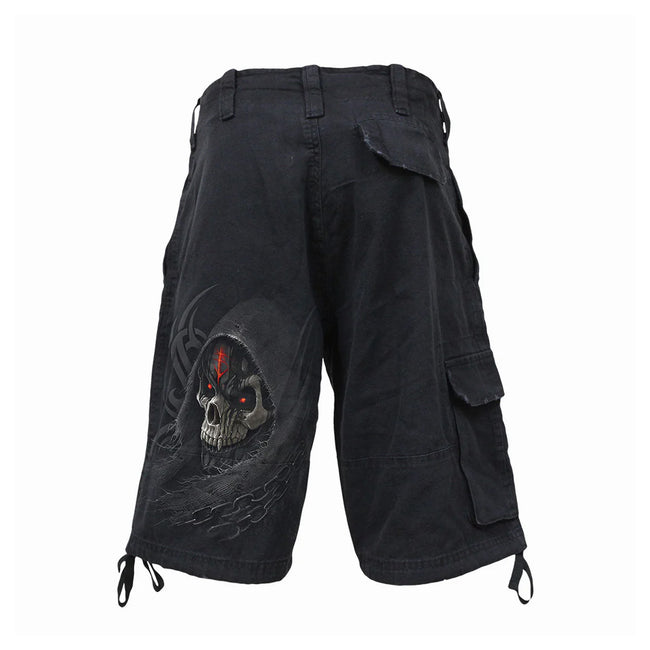 Black - Back - Spiral Direct Unisex Adult Dark Death Cargo Shorts