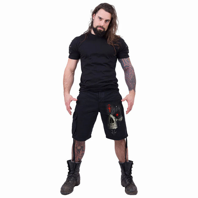 Black - Side - Spiral Direct Unisex Adult Dark Death Cargo Shorts