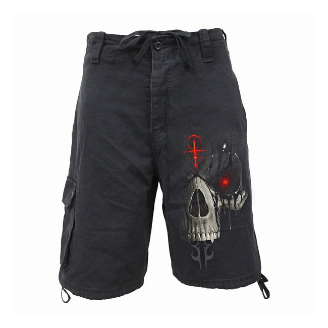 Black - Front - Spiral Direct Unisex Adult Dark Death Cargo Shorts