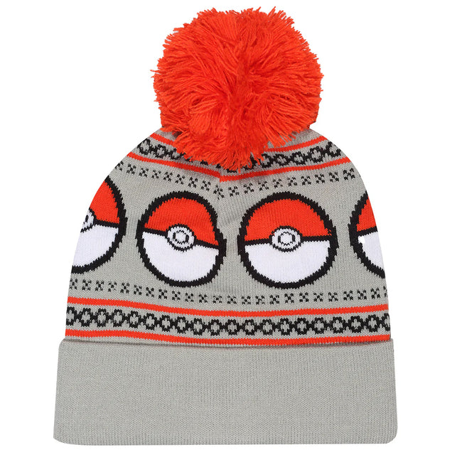 Grey - Back - Pokemon Pokeball Acrylic Beanie