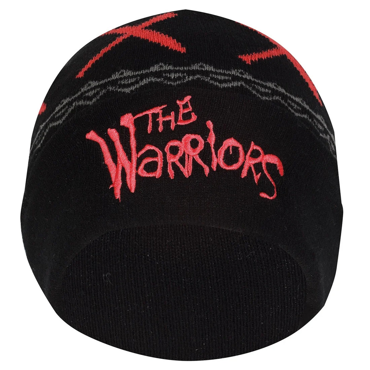 Black-Red - Side - The Warriors Unisex Adult Logo Acrylic Beanie