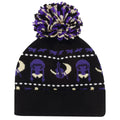 Black-Purple - Back - Wednesday Unisex Adult Silhouette Pom Pom Beanie