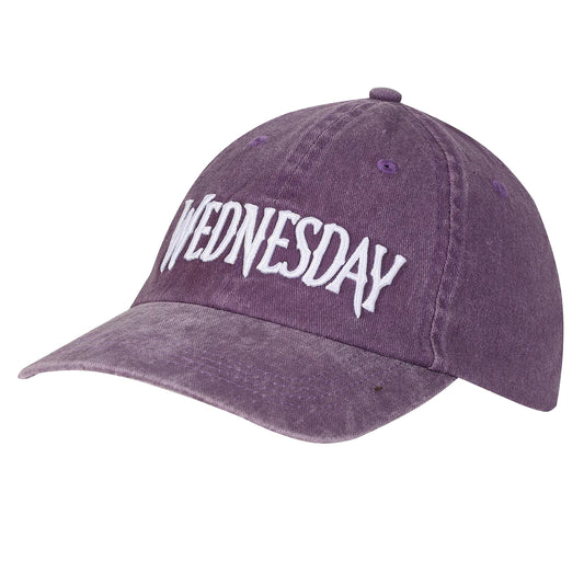 Black-Purple - Front - Wednesday Logo Washed Baseball Cap