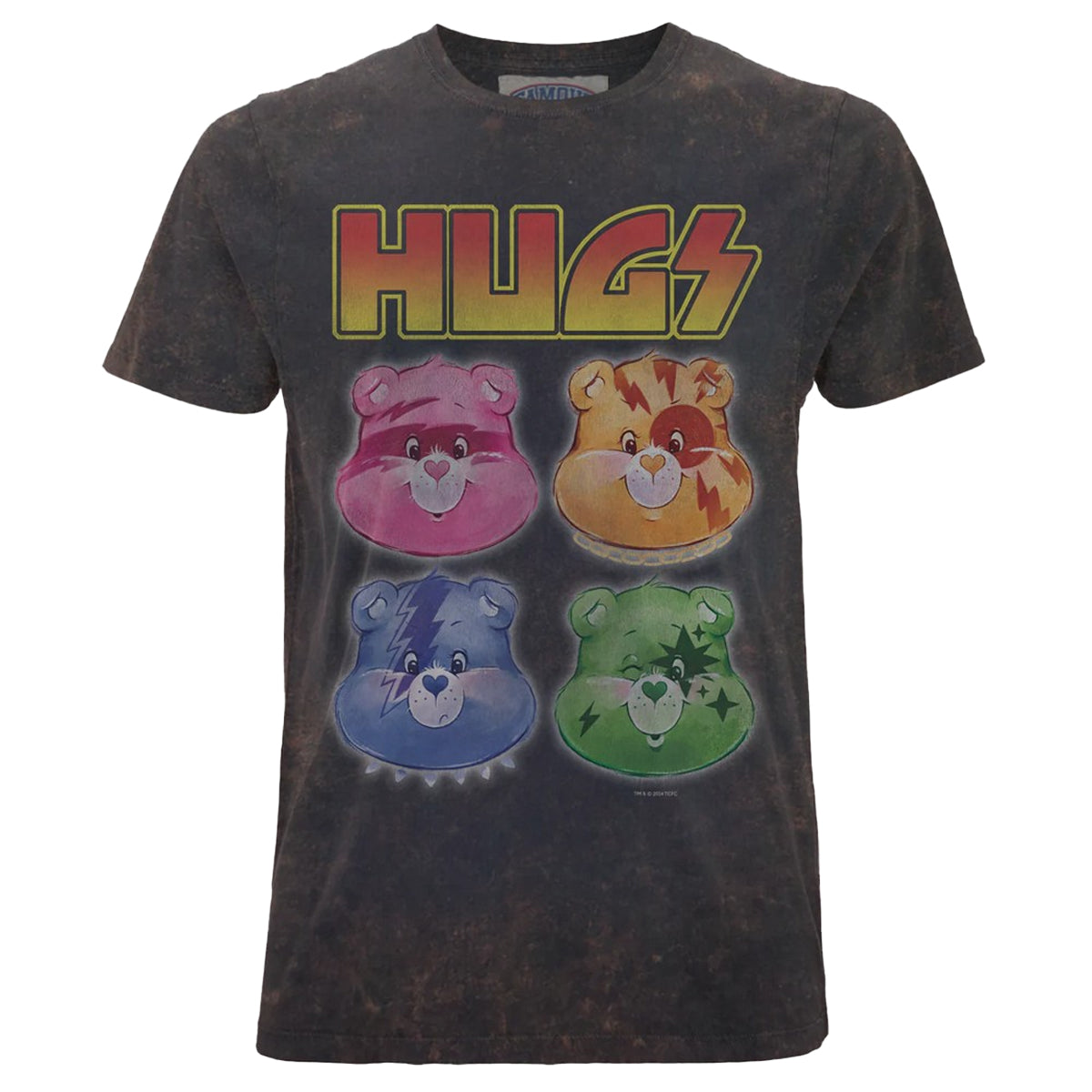 Black - Front - Care Bears Unisex Adult Hugs Washed T-Shirt