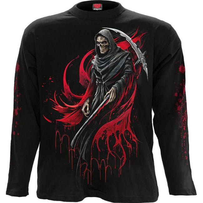 Black - Front - Spiral Unisex Adult Screaming Death Long-Sleeved T-Shirt