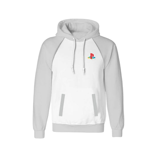 White - Front - Playstation Unisex Adult Logo Raglan Hoodie