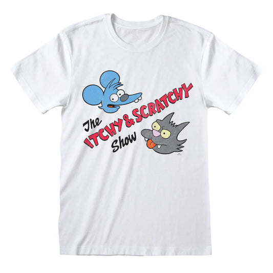 White - Front - Simpsons Unisex Adult Itchy & Scratchy T-Shirt