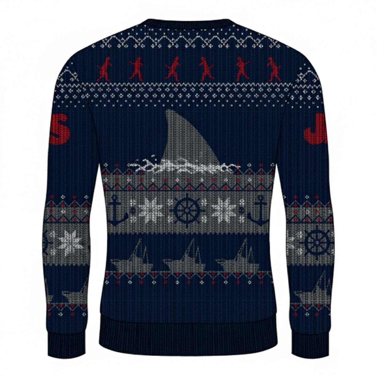 Stone Blue - Back - Jaws Unisex Adult Quint´s Shark Fishing Sweatshirt