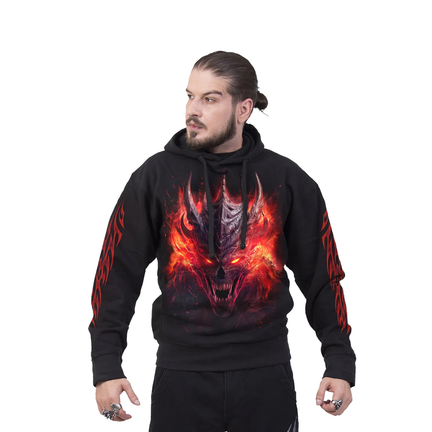 Black - Side - Spiral Unisex Adult Riff Burner Hoodie