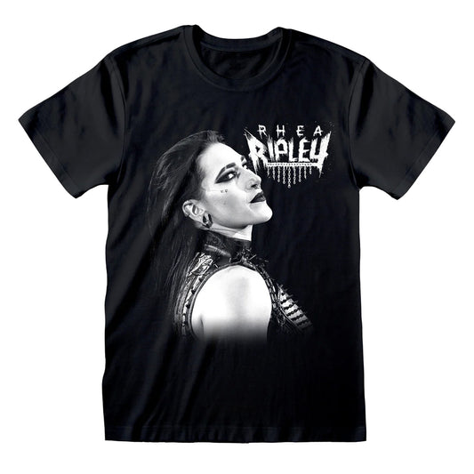 Black - Front - WWE Unisex Adult Rhea Ripley Faded Pose T-Shirt