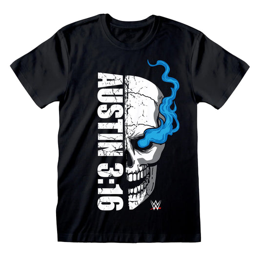 Black - Front - WWE Unisex Adult Austin 3:16 Skull T-Shirt