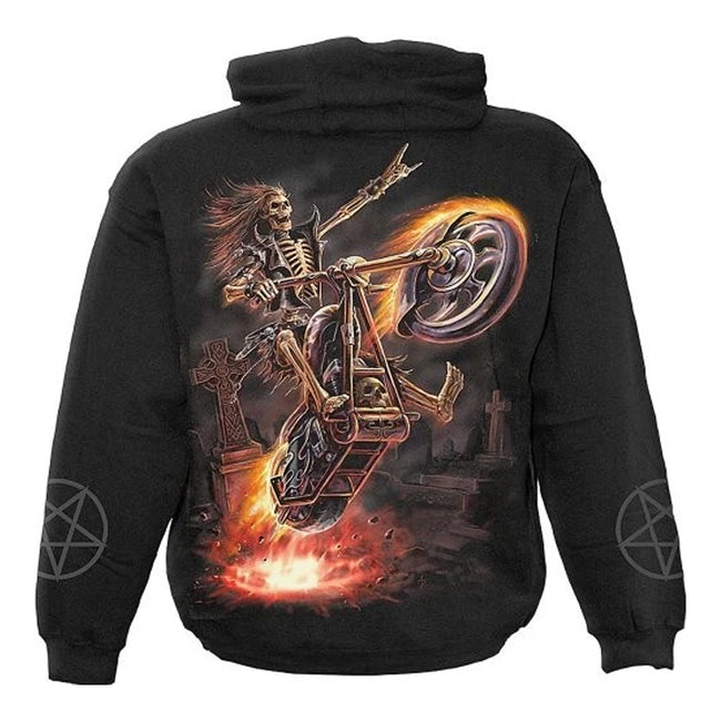 Black - Back - Spiral Unisex Adult Hell Rider Hoodie