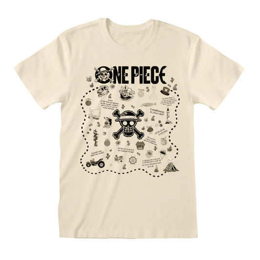 Natural - Front - One Piece Unisex Adult Treasure Map T-Shirt