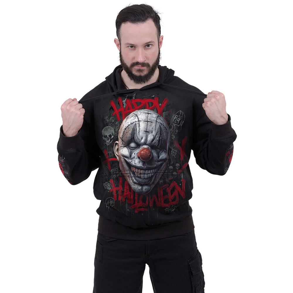 Black - Back - Spiral Direct Unisex Adult Happy Horroween Hoodie