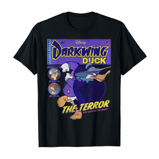 Black - Front - Darkwing Duck Unisex Adult Comic Cover Regular T-Shirt