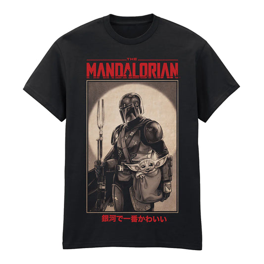 Black - Front - Star Wars: The Mandalorian Unisex Adult Poster Art T-Shirt