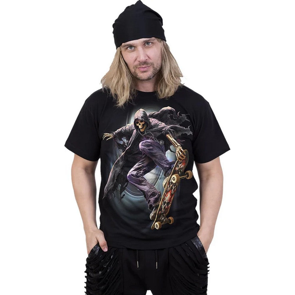 Black - Side - Spiral Unisex Adult Soul Boarder T-Shirt