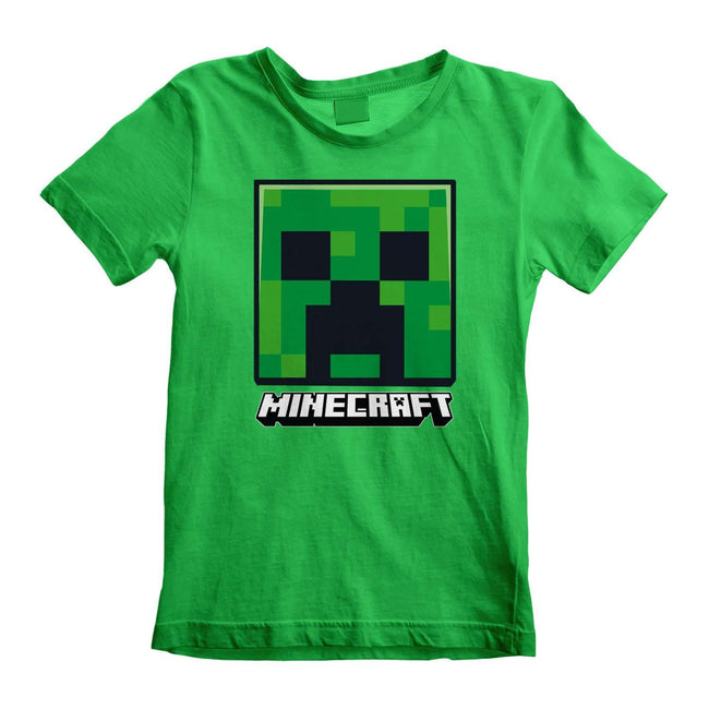 Green - Lifestyle - Minecraft Childrens-Kids Creeper Face T-Shirt