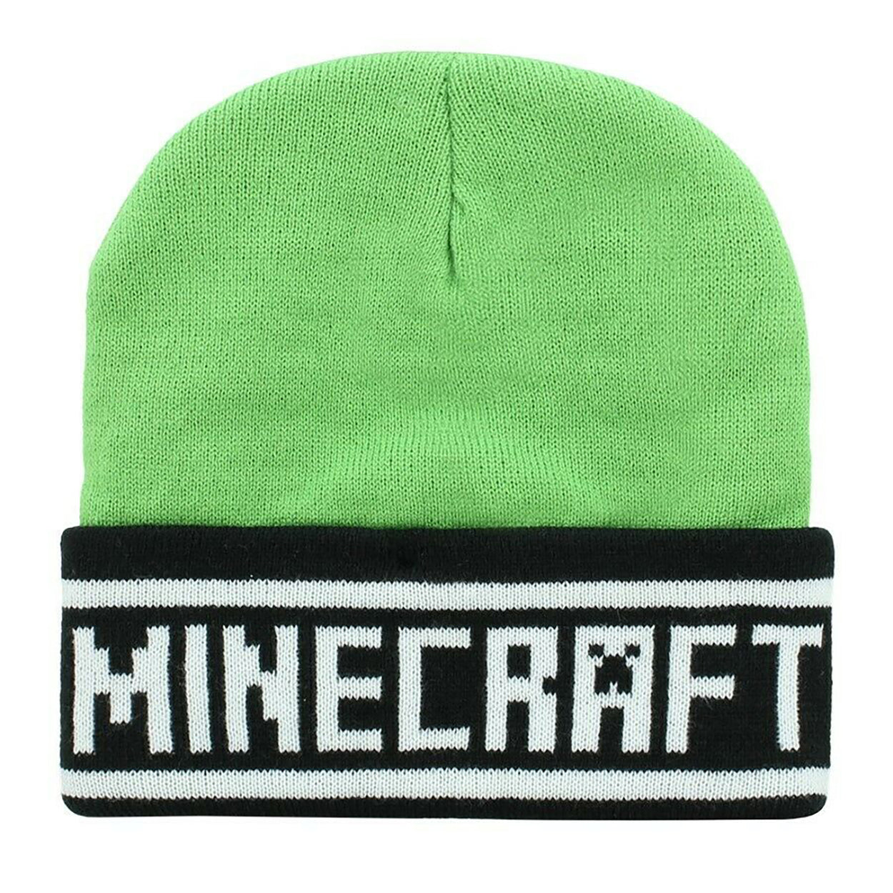 Green-Black - Back - Minecraft Face Creeper Beanie