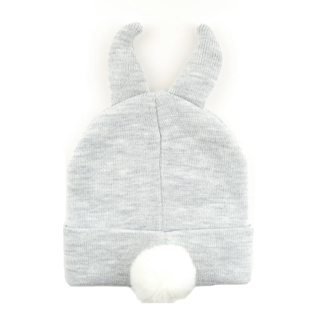 Grey - Back - Bambi Childrens-Kids 3D Ears Thumper Beanie