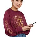 Maroon - Side - Harry Potter Womens-Ladies Gryffindor Constellation Acid Wash Crop Sweatshirt