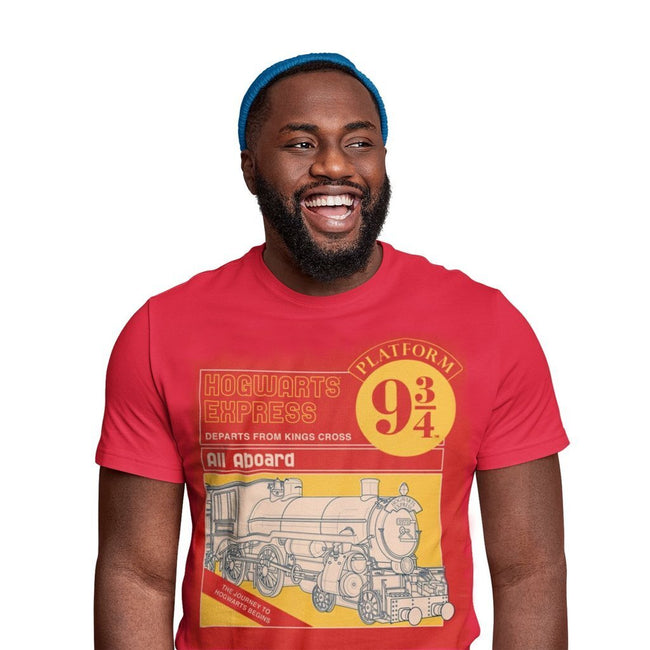 Red - Side - Harry Potter Unisex Adult Manual Cover Hogwarts Express T-Shirt