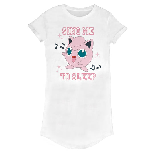 White - Front - Pokemon Womens-Ladies Sing Me To Sleep T-Shirt Dress