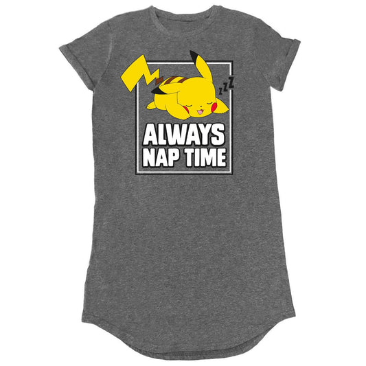 Dark Heather Grey - Front - Pokemon Womens-Ladies Pikachu Heather T-Shirt Dress