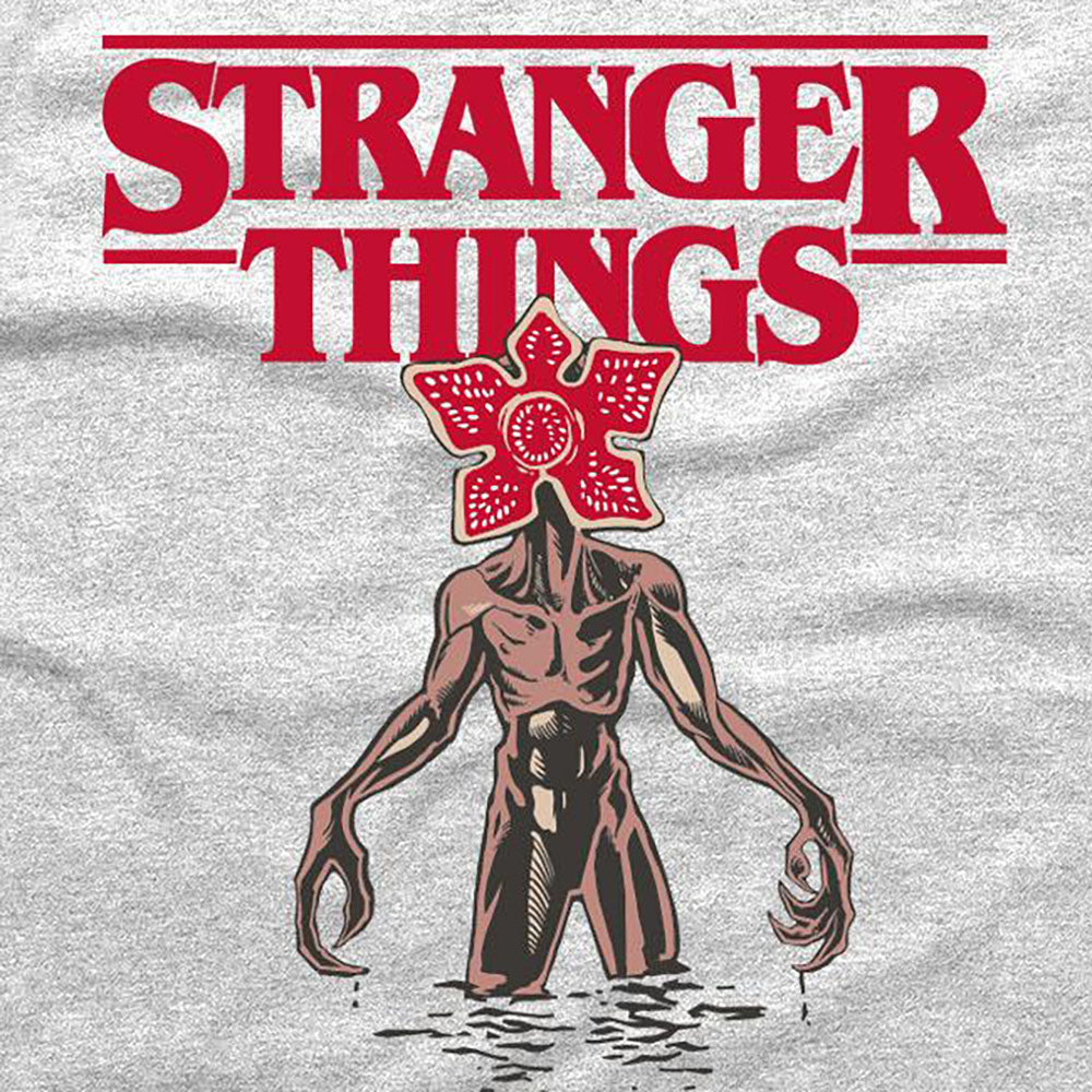 Heather Grey - Back - Stranger Things Unisex Adult Demogorgon Logo T-Shirt
