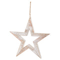 Brown-White - Front - Hill Interiors Sparkle Wooden Star Hanging Ornament