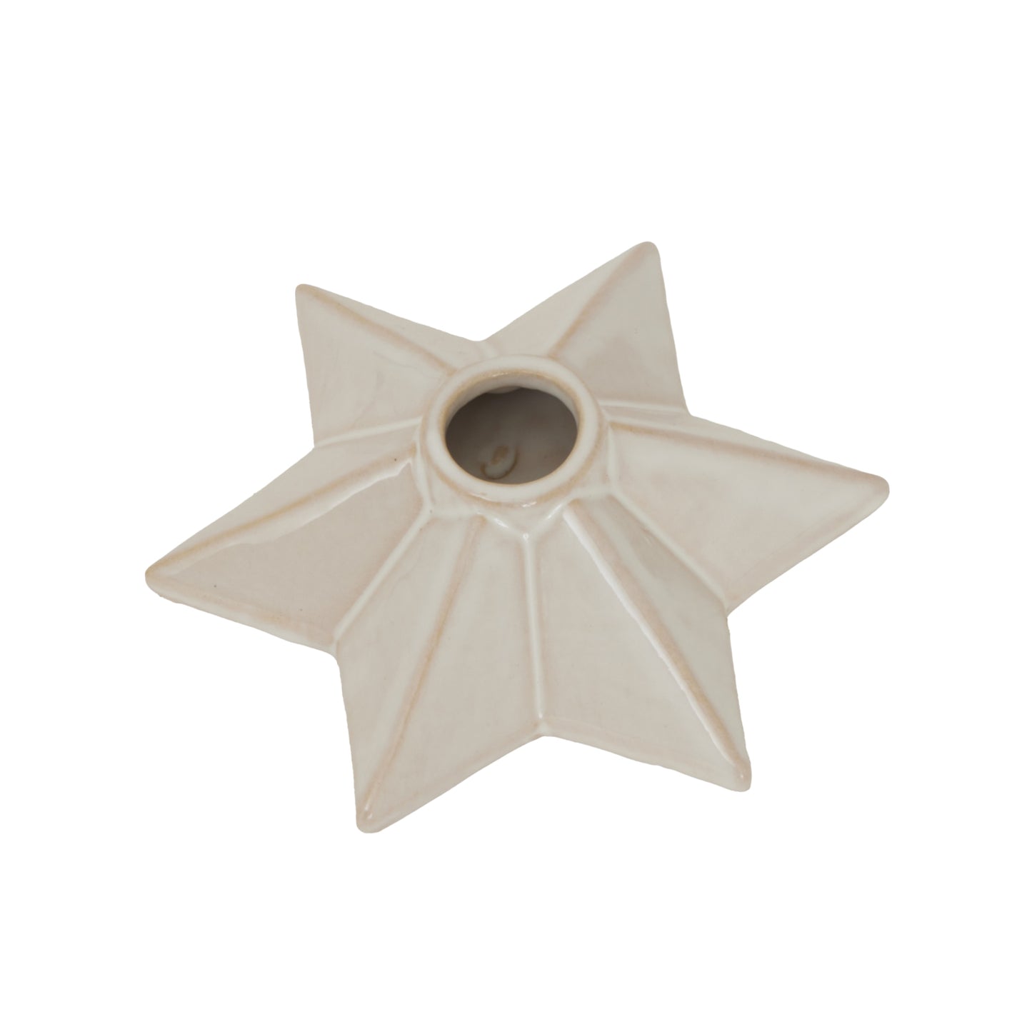 White - Side - Hill Interiors Ceramic Star Christmas Candle Holder